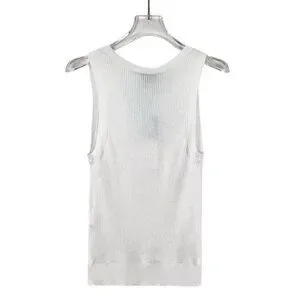CHANEL | Tops | Chanel 224 White Cotton Sleeveless Logo
